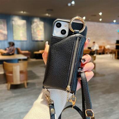 Custodia per iPhone con cordino, custodia portafoglio con slot per carte, custodia in pelle PU a tracolla con supporto, antiurto e antigraffio, compatibile con iPhone 11 12 13 14 15 16, impermeabile e resistente ai graffi