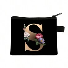 1 pieza Bolsa de cosméticos con patrón floral en 3D de letras, bolsa de maquillaje con cremallera espaciosa, bolsa de aseo resistente, organizador de accesorios de viaje para mujeres, decoración en rosa para habitación, dormitorio, baño, sala de estar, escritorio, cosas de viaje y regalos para bodas, cumpleaños, año nuevo, accesorios para padres, amigos, maestros, hombres y mujeres. Divertido organizador de almacenamiento para joyas y perfumes en cajas y contenedores de almacenamiento