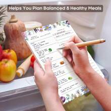 每周膳食计划磁性冰箱菜单记事本，带可撕页和购物清单，适用于学校、厨房、办公用品，教师节礼物，母亲节礼物 - 紫色 - 查看 4