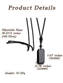 1個長方形天然石晶體掛墜項鍊,男性水晶螢石紫晶虎眼繩鏈可調項鍊h225 - Necklace - 查看 6