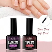 8ml 無擦拭膠基底與面層 - 光澤和持久,泡一下led美甲燈凝膠基底妝甲設計曲奇餅女性聖誕禮物 - 無色 - 查看 3