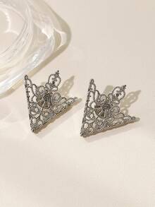 2pcs/set Hollow Out Geometric Design Brooch - Antique Silver - View 1