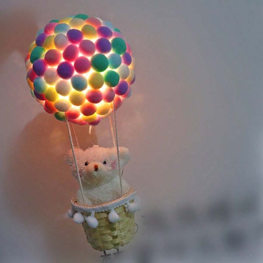 1入diy手工製作羞怯熊熱氣球夜燈吊飾,適用於臥室,送給朋友的生日禮物,新年禮物裝飾 - 彩色 - 查看 1