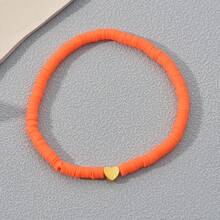 7入組迷你心形珠彩色粘土珠手鏈套裝，復古風格手鐲套裝 - 白色 - 查看 2