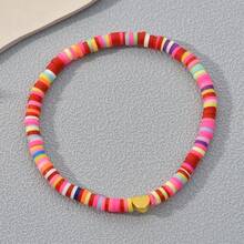 7入組迷你心形珠彩色粘土珠手鏈套裝，復古風格手鐲套裝 - 白色 - 查看 1