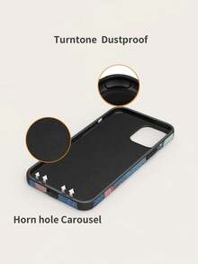 1 chiếc nơ & in hiệu ứng denim chống rơi, chống sốc, dây buộc & giá đỡ nhẫn, vỏ điện thoại vẽ tay bằng da thủ công, tương thích với iPhone 14 Pro Max - Màu xanh lam - Xem 7