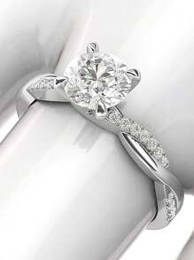 1 PC Classical S925 Sterling Silver Cubic Zirconia Rings Wedding Jewelry For Women Fine Jewelry Valentine'S Day Gift Engagement Bridal Jewelry