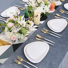 10入組帶金邊三角形盤,適用於水果、蔬菜、沙拉、意大利麵和甜點,非常適合晚宴和桌面裝飾 - 白色 - 查看 1