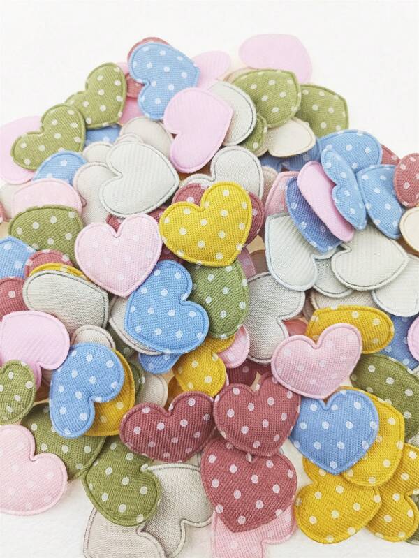 50pcs Polka Dot Heart Shaped Diy Hair Accessory, Clothing, Shoes, Bags Making Material