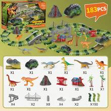 電動恐龍車山路軌道兒童拼圖玩具冒險車小恐龍車男孩生日禮物彩盒裝 - 電動軌道恐龍183 - 查看 2