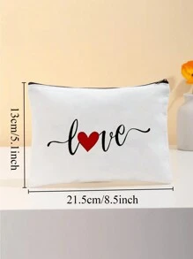 [情人节礼物] 时尚爱心图案拉链化妆包、手拿包收纳包、情人节化妆包、化妆包、便携式化妆品旅行包、防水拉链袋、化妆品袋、情人节礼物、送给男朋友和女朋友的生日礼物、他或她的礼物、情人节快乐、结婚纪念日 - 白色 - 查看 6