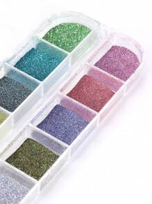 全息線條閃粉,鏡面12色混色融合指甲彩粉,diy美甲工具,指甲彩繪裝飾配件 - 彩色 - 查看 4