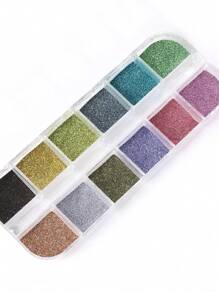 全息線條閃粉,鏡面12色混色融合指甲彩粉,diy美甲工具,指甲彩繪裝飾配件 - 彩色 - 查看 3