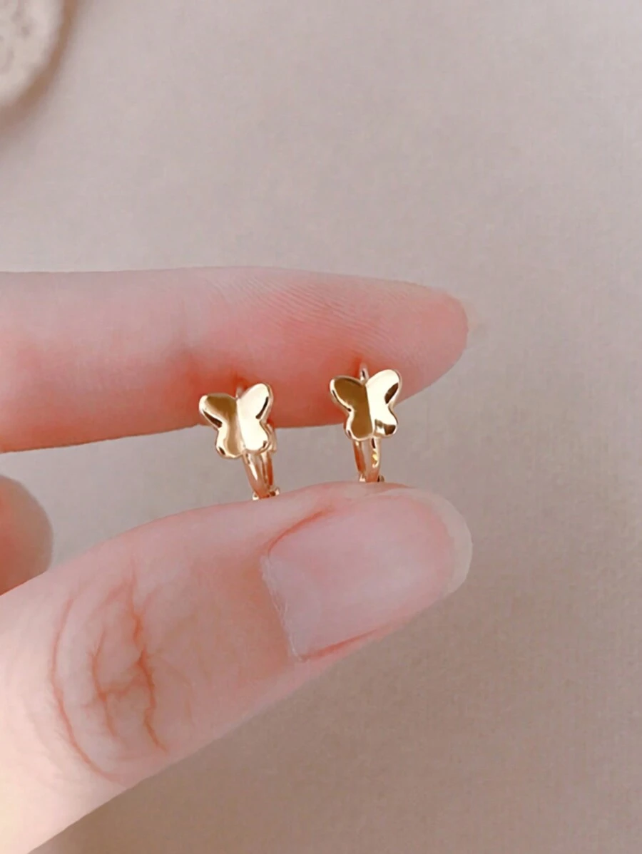 BALMORA 一对925纯银精致可爱金色蝴蝶耳环，适合女性、女孩、情侣佩戴，奢华时尚，耳骨环耳环，派对生日珠宝礼物