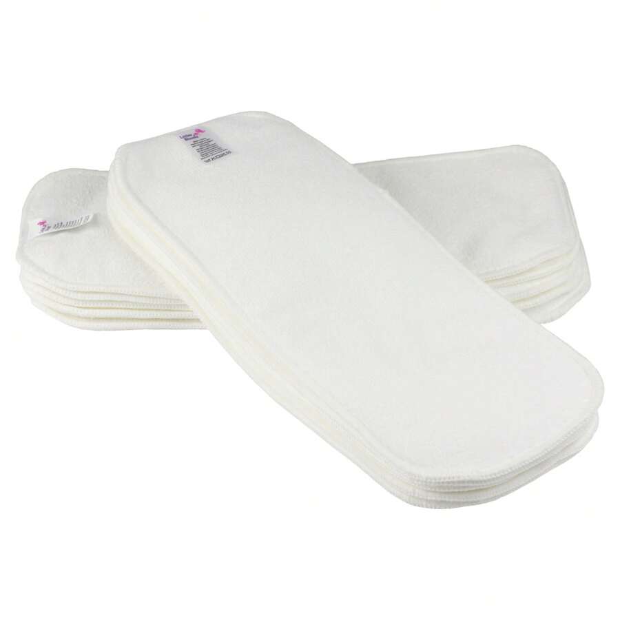 10入組嬰兒布尿布插入式可水洗可重複使用微纖維快速吸水墊,3層設計 - 米色 - 查看 1