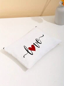 [情人节礼物] 时尚爱心图案拉链化妆包、手拿包收纳包、情人节化妆包、化妆包、便携式化妆品旅行包、防水拉链袋、化妆品袋、情人节礼物、送给男朋友和女朋友的生日礼物、他或她的礼物、情人节快乐、结婚纪念日 - 白色 - 查看 4