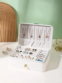 時尚精美磚扣大圓盒 - 白色 - 查看 2