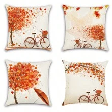 Sets Van 4 Throw kussen Dekt Esdoorn Bomen En Esdoorn bladeren Decoratief Throw kussen Gevallen Bankkussen Dekt Buitenshuis Kussens Voor Sofa Zetel Bed Stoel