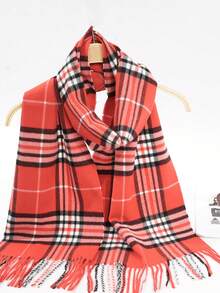 1條男士多色仿卡仕米爾英格蘭格紋長毛絨披巾,適合日常通勤和戶外穿著 - 彩色 - 查看 1