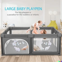 Foldable Baby Playpen 150x180cm Foldable Playpen For Babies And Toddlers, Folding Baby Activity Center, Portable Play Yard With 4 Handlers And 30pcs Ocean Balls. - Grey - View 5