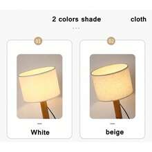 1pc E27 (bulb Not Included) Wooden Mechanical Robot Desk Lamp Fabric Lampshade Desktop Reading Lamp - White - View 5