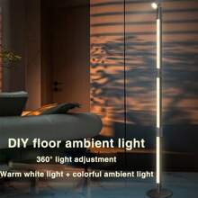 LED Corner Floor Lamp, RGBIC LED Corner Lamp With Remote Control, With Reading Lamp, Nordic Style Dimmable Soft Light, RGB Floor Lamp With DIY Colors For Living Room Bedroom Game Room - Multicolor - View 3