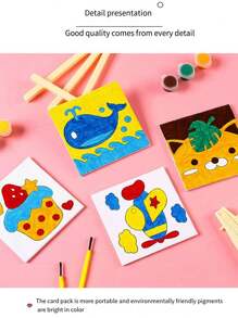 1入兒童diy繪畫板創意迷你卡通油畫板小學獎品塗鴉手繪繪畫板,帶支架 - 彩色 - 查看 10