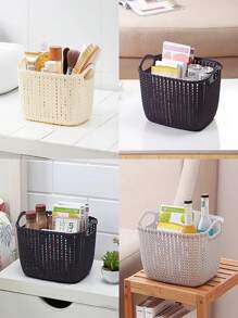 Nhựa Dệt Thiết kế Giỏ lưu trữ trên máy tính để bàn Đối với Phòng bếp , Đồ ăn nhẹ , Phòng tắm Tổ chức - màu nâu - Xem 4