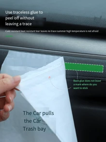 20 件/60 件自立袋汽車垃圾袋一次性自黏汽車收納袋便攜式清潔袋垃圾桶 - 白色 - 查看 2
