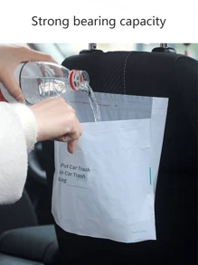 20 件/60 件自立袋汽車垃圾袋一次性自黏汽車收納袋便攜式清潔袋垃圾桶 - 白色 - 查看 6