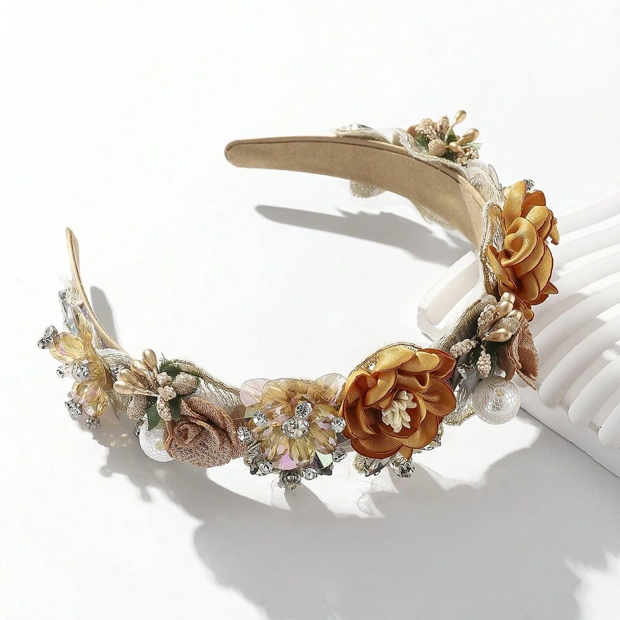 1個巴洛克鑲鑽花卉設計頭帶,寬度5cm-情人節髮飾 - 彩色 - 查看 1