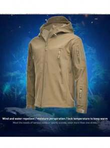 Men's Zipper Waterproof Military Tactical Jacket - Khaki - View 7