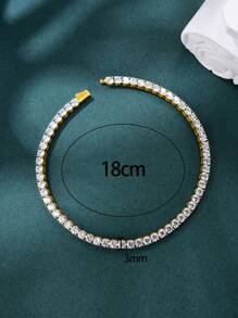 1pc 3mm Top Quality Hip Hop Four Claw Round Cut Zirconia Tennis Chain Bracelet In White Gold S925 Sterling Silver Shining Light Luxury And High-End Exquisite Bracelet Fine Jewelry Gifts For Girls - Silver - View 18