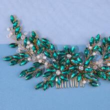 1pc Green Bride Hair Comb Made Of Crystal & Alloy, Suitable For Wedding, Party, Daily Wear, Etc. Elegant - Green - View 2