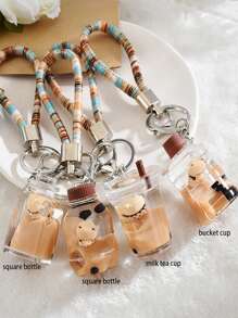 1入組珍珠波霸熊創意配件鑰匙扣背包/袋子/手機吊飾咖啡色蘇打水瓶膠製吊飾可愛禮物/紀念品，男女皆宜 - 多個款式 - 查看 6