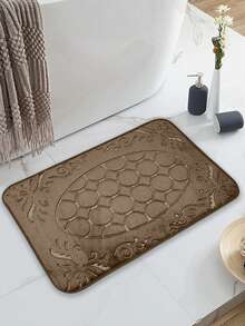 1入組咖啡色絨面橢圓印花地毯,柔軟舒適,可機洗,適用於浴室、臥室和客廳 - 歐式橢圓咖啡色 - 查看 4