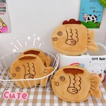 1个女士可爱毛绒鱼形零钱包，迷你拉链钱包带钥匙扣，包包挂件钥匙扣，背包钥匙扣配件，送给闺蜜或女友的理想礼物，汽车配件包包挂饰，学院哥特风Y2K包包挂饰，汽车配件，老师，姐妹礼物创意 - 棕色 - 查看 3