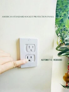 1pc Childproofing American Standard Electrical Socket Safety Cover With Automatic Rebound, Suitable For Home Use, 125v Voltage, No Drilling Required - White - View 1
