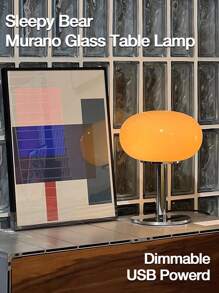 1pc Murano Glass Table Lamp - Dimmable USB Powered Ambient Light for Living Room, Bedroom, and Home Office - Perfect for Bedside, Nightstand, and Desk Decor - Beige - View 2