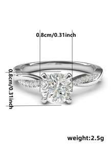 1 PC Classical S925 Sterling Silver Cubic Zirconia Rings Wedding Jewelry For Women Fine Jewelry Valentine'S Day Gift Engagement Bridal Jewelry
