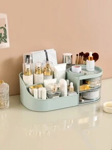 Makeup Organizer Box For Cosmetics On Dresser With Drawers, Skincare And Lipstick Storage, Ideal For Office Supplies And On Desktop With Large Capacity And Dust-Proof Dividers - Green - View 1