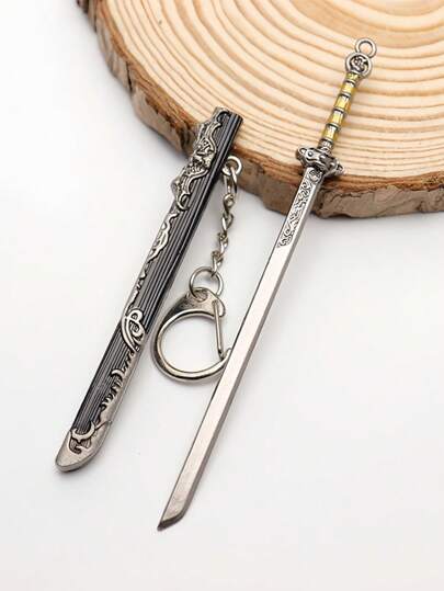 سلسلة مفاتيح معدنية بشكل سيف أو سلاح للرجال، قلادة ديكورية معدنية بتصميم السلاح، مناسبة كهدية أو لاستخدام يومي كإكسسوار للسيارة أو الحقيبة، تصميم جوثي مناسب للمدرسة والأسلوب Y2K