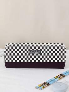 1入格紋圖案雙面印花法蘭絨筆袋 - 彩色 - 查看 5