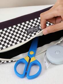 1入格紋圖案雙面印花法蘭絨筆袋 - 彩色 - 查看 4