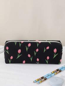 1入手繪花紋雙面印花絨面筆袋 - 彩色 - 查看 5