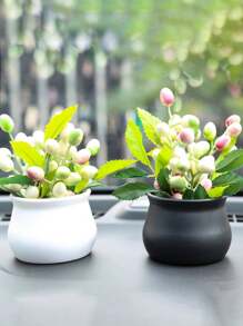 2入組迷你辦公室家居裝飾花盆 - 黑色 - 查看 2