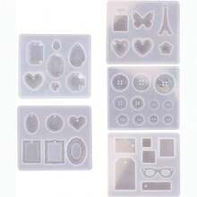 1 件 Diy 水晶滴膠模具,具有多個吊墜模具、心形、圓形、艾菲爾鐵塔、鑽石、扣環、矽膠和環氧樹脂工藝模具,適用於手工珠寶 - 白色 - 查看 9