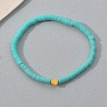 7入組迷你心形珠彩色粘土珠手鏈套裝，復古風格手鐲套裝 - 白色 - 查看 3