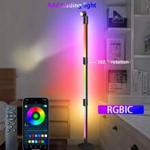 LED Corner Floor Lamp, RGBIC LED Corner Lamp With Remote Control, With Reading Lamp, Nordic Style Dimmable Soft Light, RGB Floor Lamp With DIY Colors For Living Room Bedroom Game Room - Multicolor - View 5