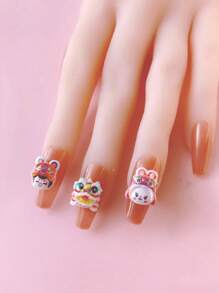 1 Bag 30pcs New Year Series Cute Cartoon Lion Manicure Decorations DIY Style Random Mix - Multicolor - View 4